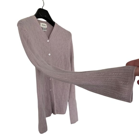 Vintage Y2K Neiman Marcus Cashmere Cardigan Purple Cable Knit Sz M Women - Picture 4 of 6